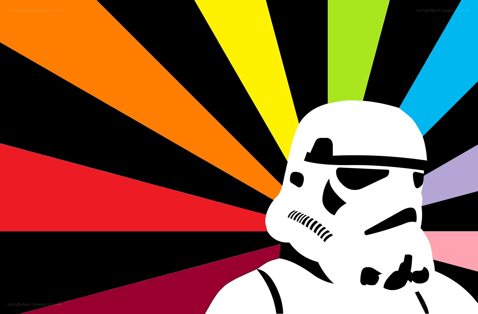 Stormtrooper with rainbow background