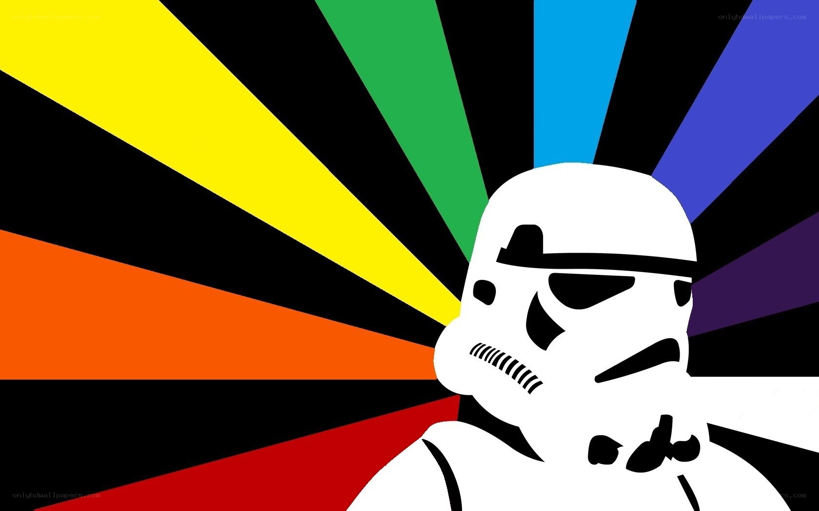 Stormtrooper with rainbow background