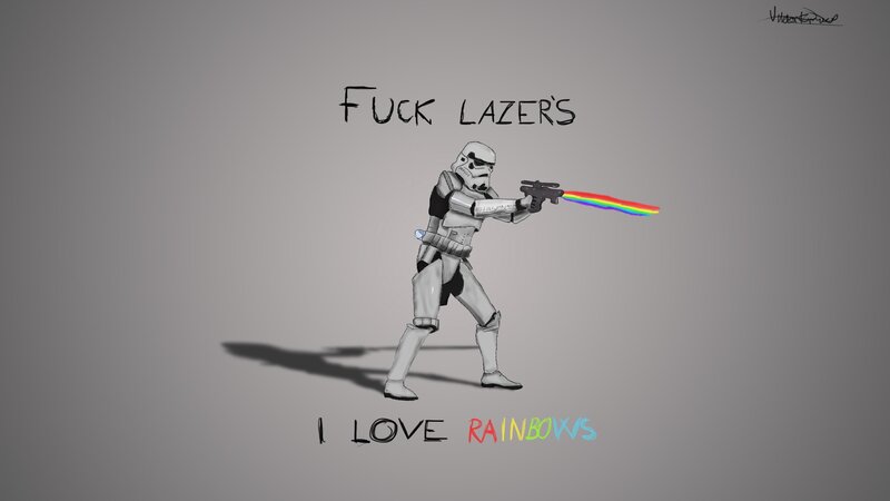 Stormtrooper with rainbow laser