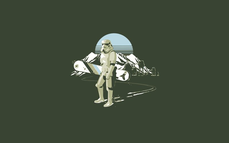 stormtrooper with snowboard