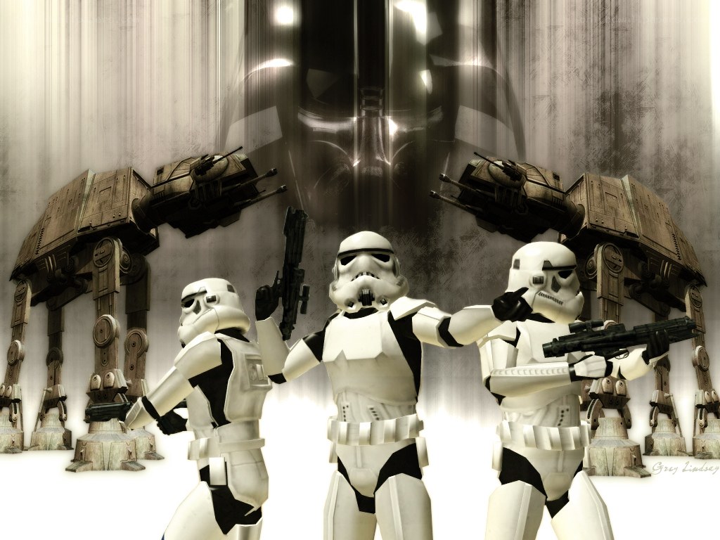 Stormtroopers and AT-ATs in formation