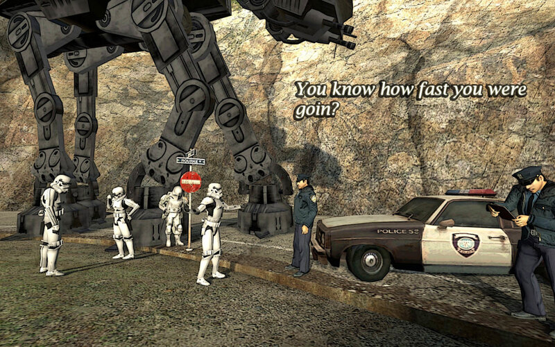 Stormtroopers and police encounter