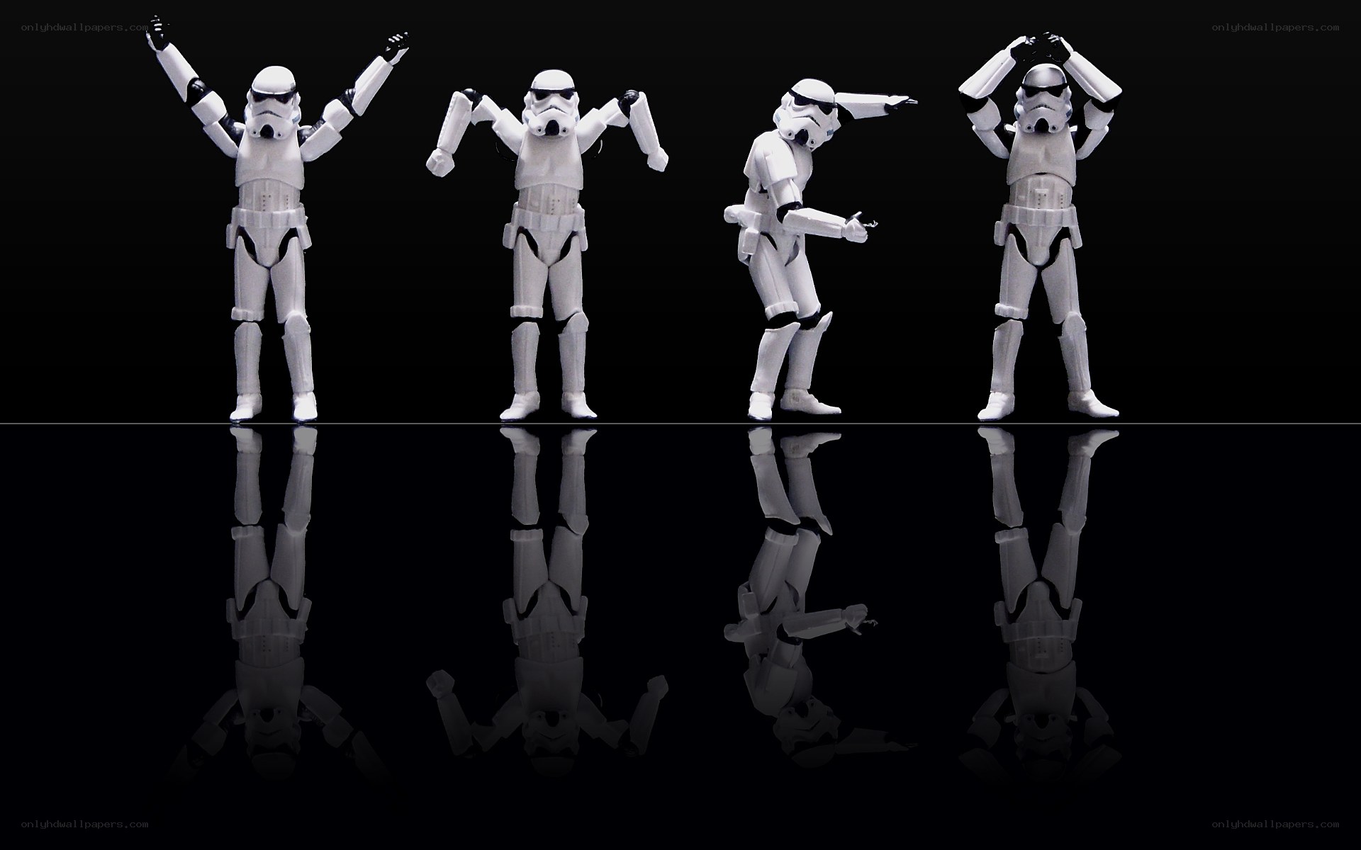 Stormtroopers dancing in unison