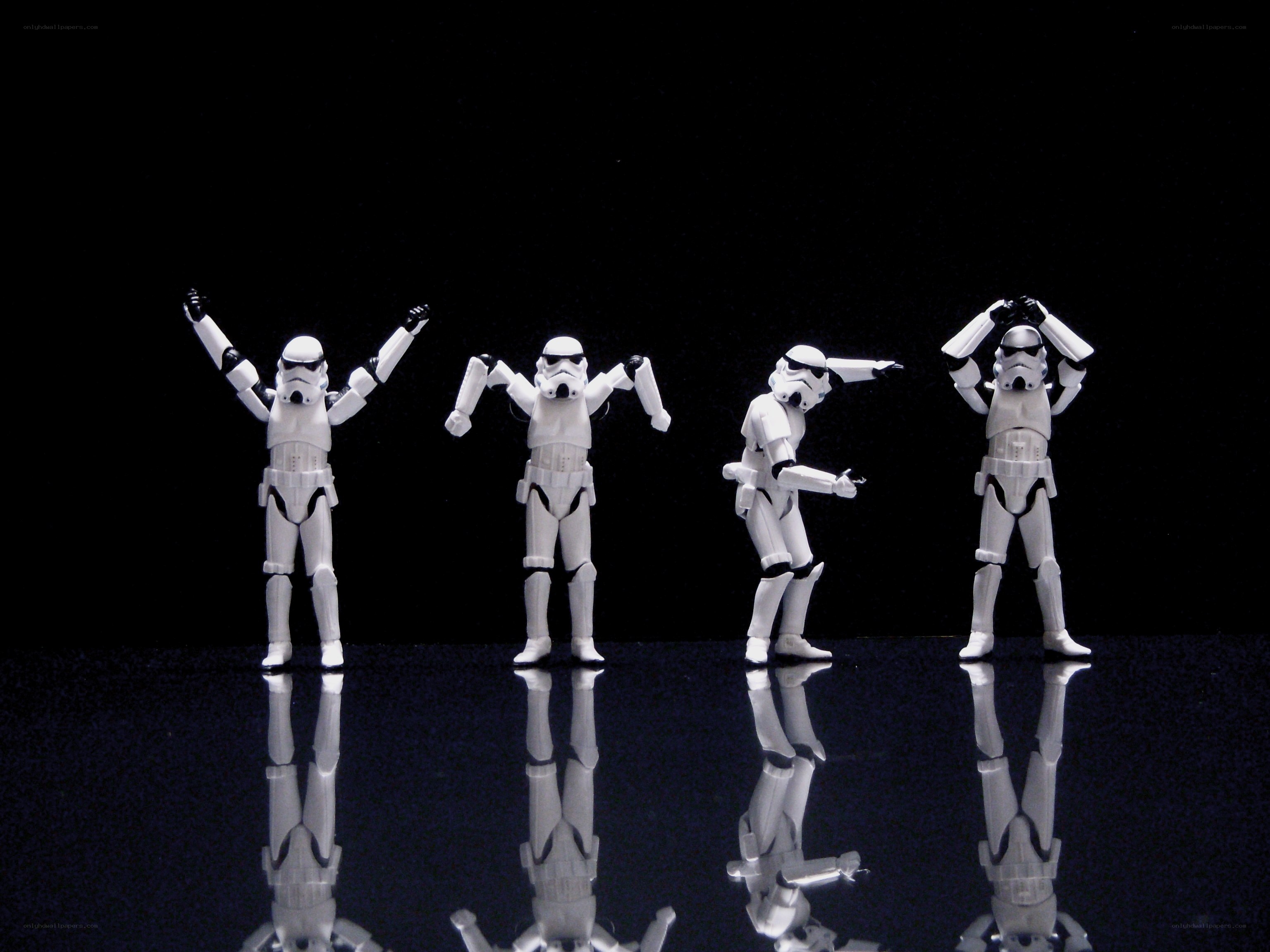 Stormtroopers dancing in unison
