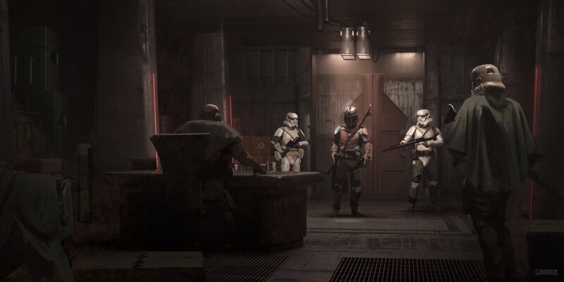 Stormtroopers in Corridor — Gray, Dramatic, Night