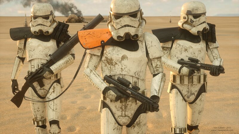 Stormtroopers in Desert — White, Dramatic