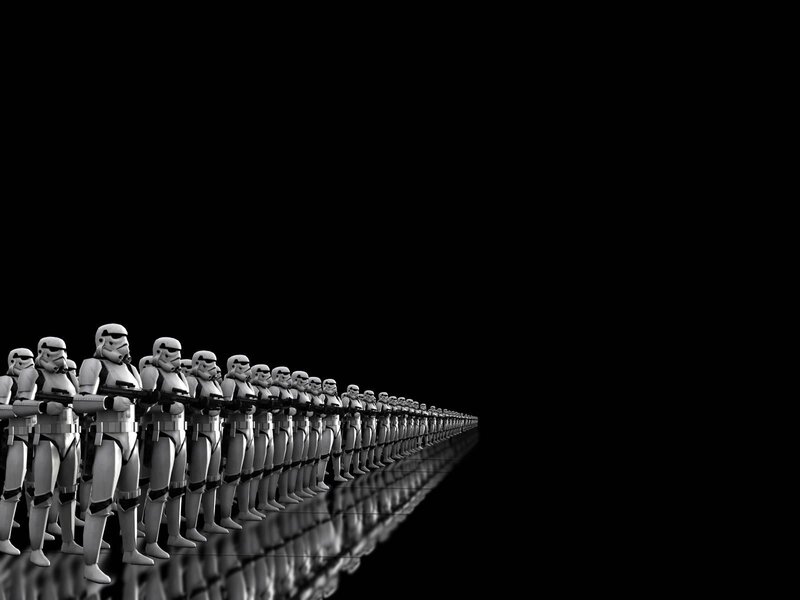 Stormtroopers in Formation — Black, Dramatic, 3d Render