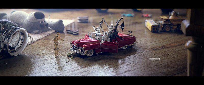 Stormtroopers in Red Car