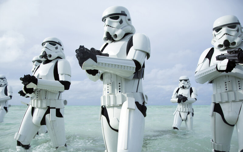 Stormtroopers in Water — White, Dramatic, Afternoon
