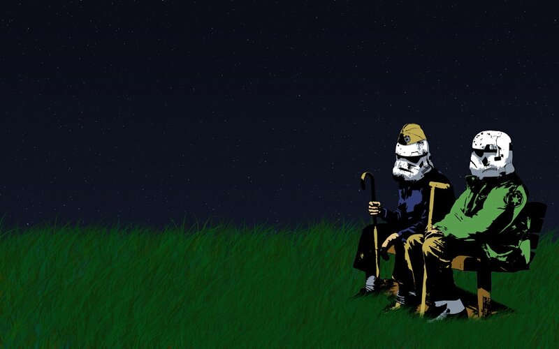 Stormtroopers on a bench