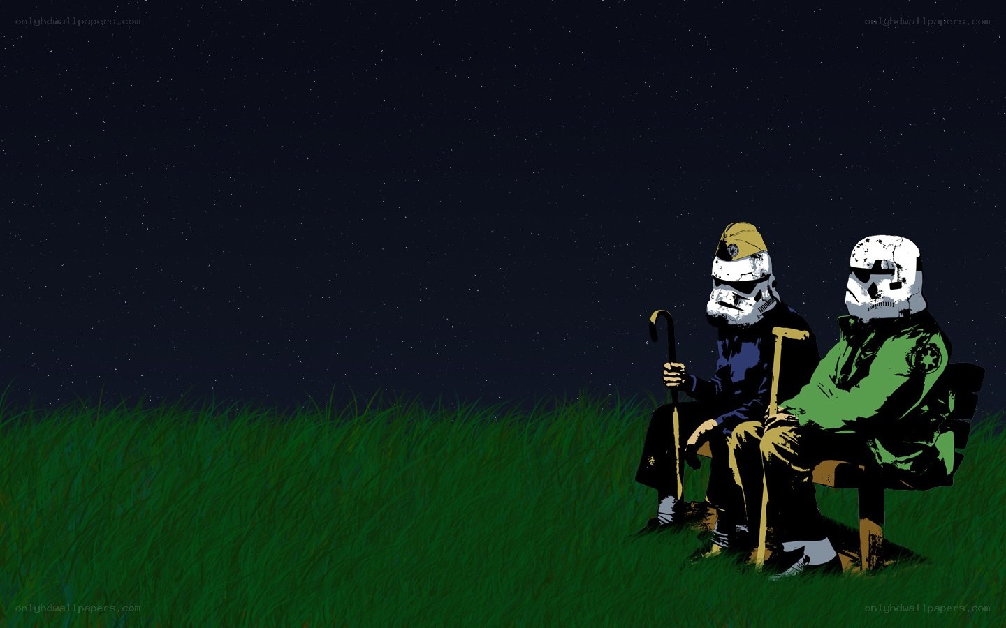 Stormtroopers on a bench