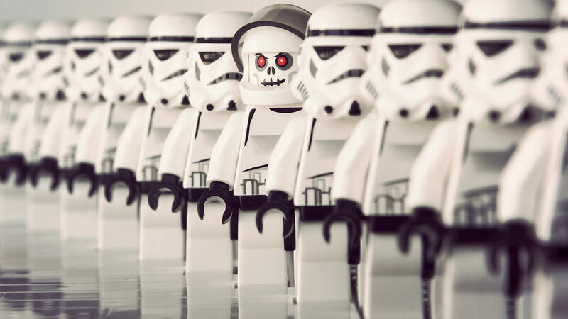 Stormtroopers with a skeleton minifigure