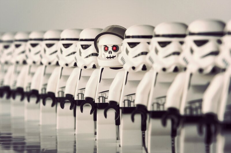 Stormtroopers with a skull minifigure