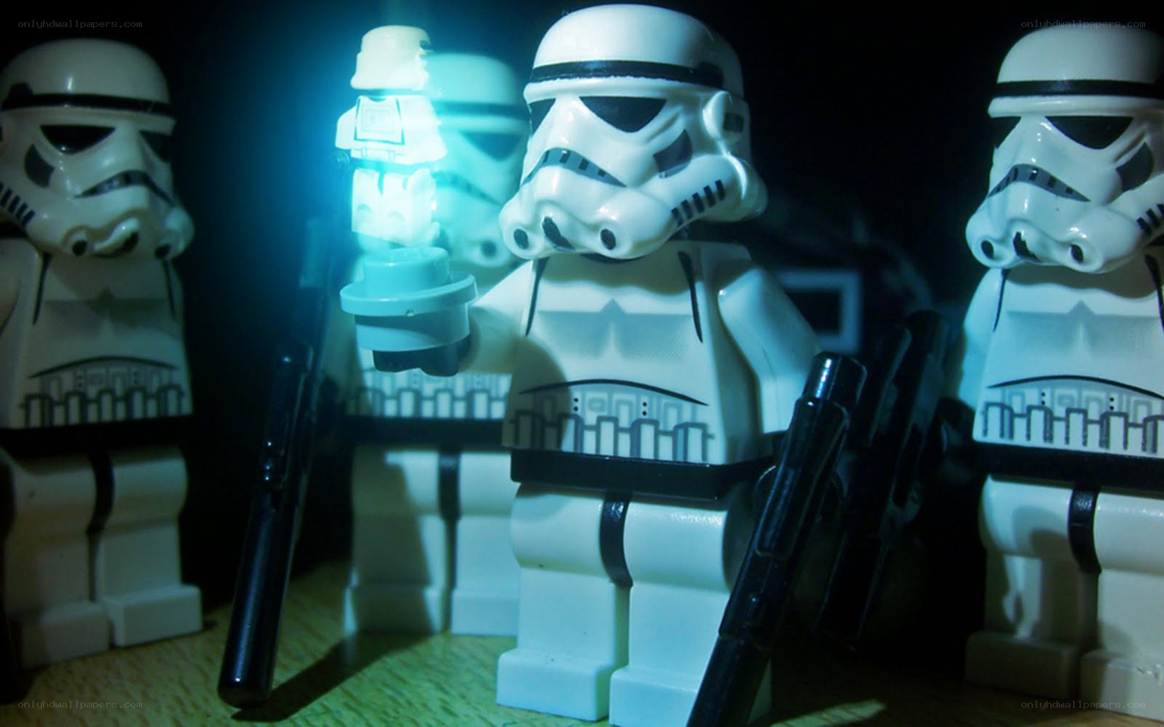 Stormtroopers with glowing lightsaber