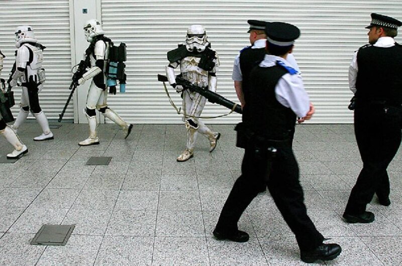 Stormtroopers with police officers