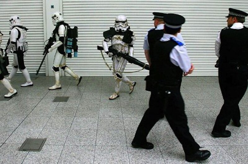 Stormtroopers with police officers