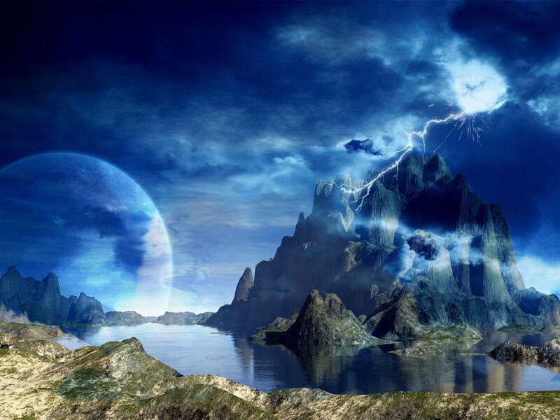 Stormy alien landscape