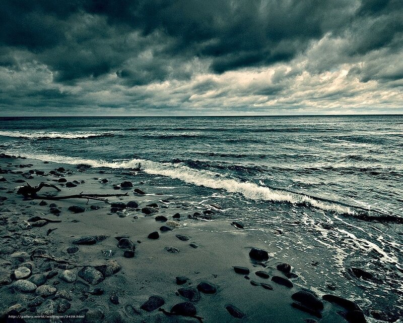 Stormy beach at dusk