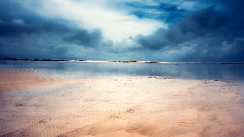 Stormy beach at low tide
