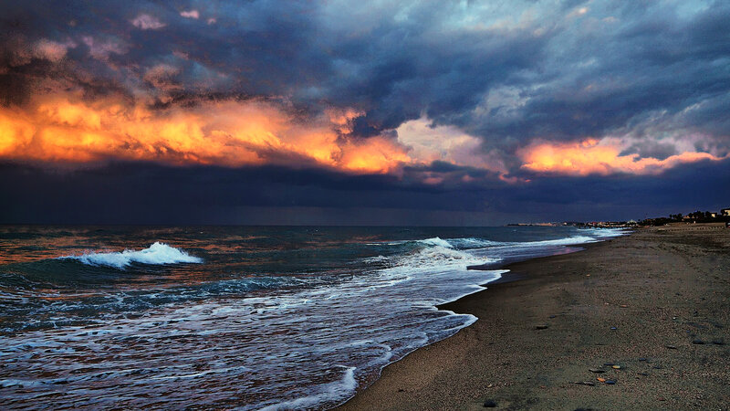 Stormy Beach at Sunset — Orange