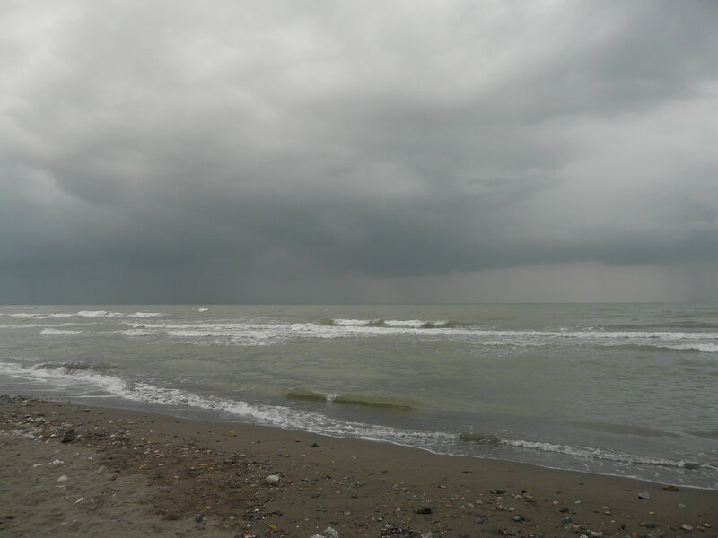 Stormy Beach Scene — Gray