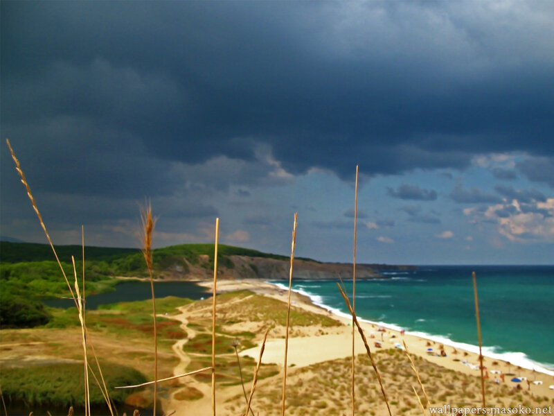 Stormy beach with dunes