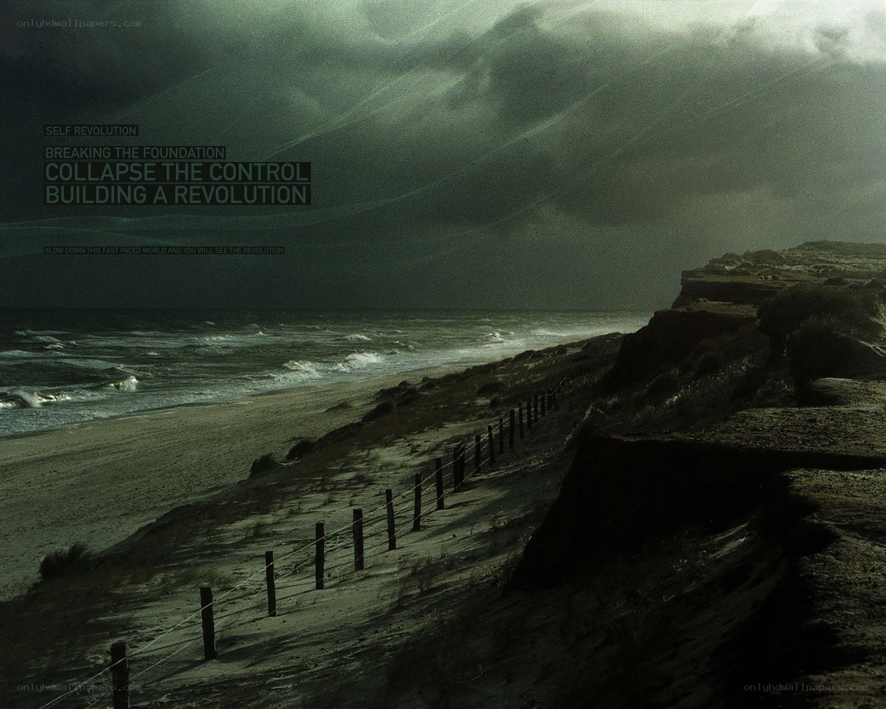 Stormy Beach with Text Overlay