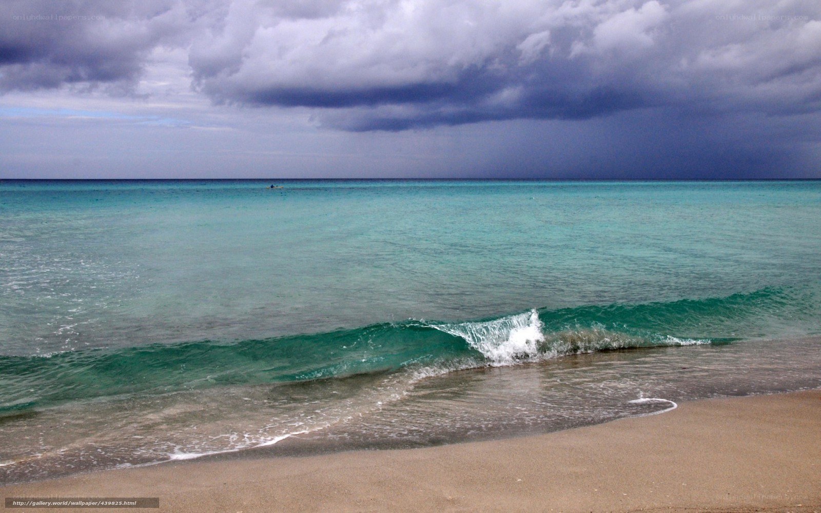 Stormy beach with turquoise waves