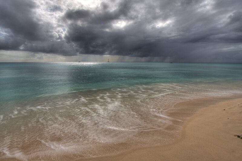 Stormy Beach with Waves — Gray