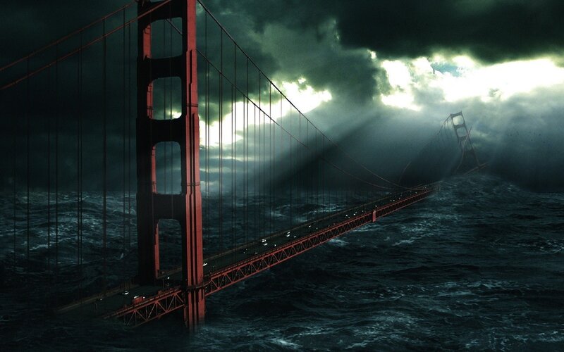 Stormy bridge collapse