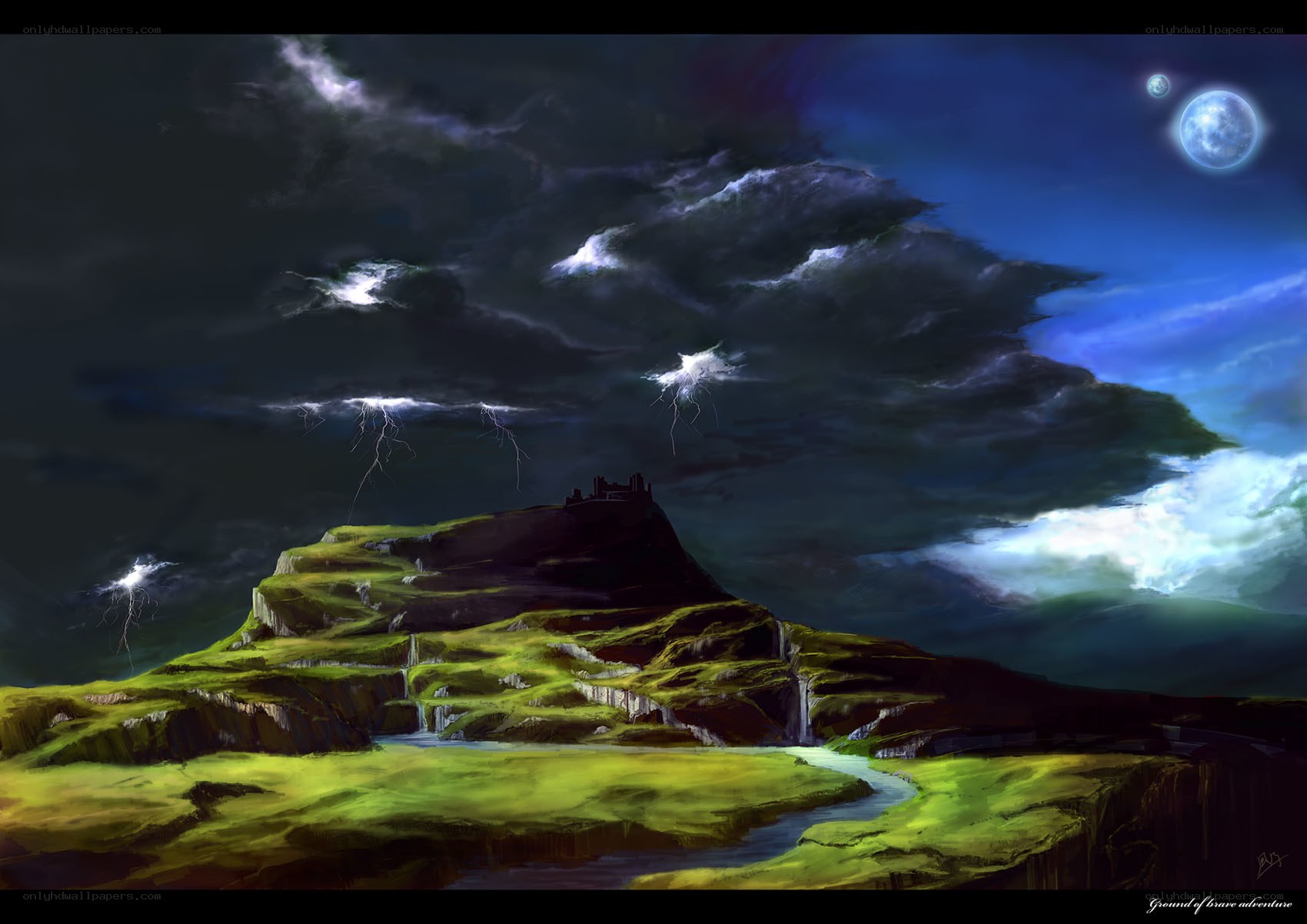 Stormy castle on a hill