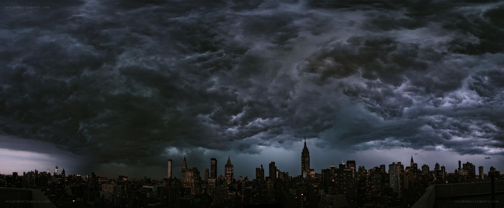 stormy city skyline