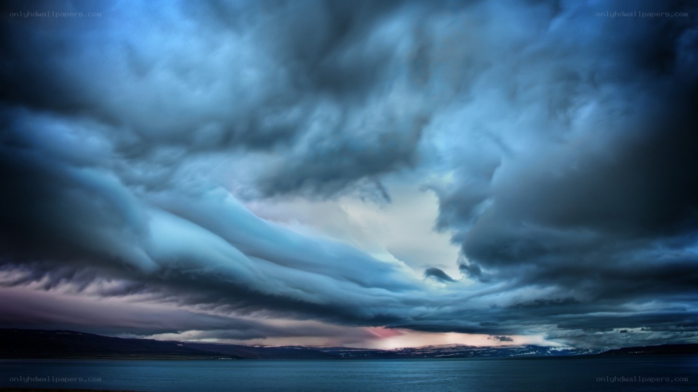 Stormy clouds over a lake