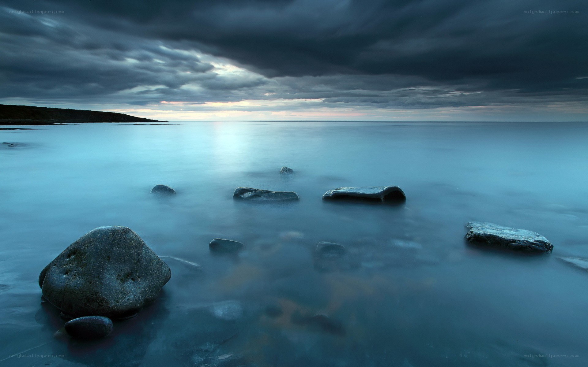 Stormy coast at dusk