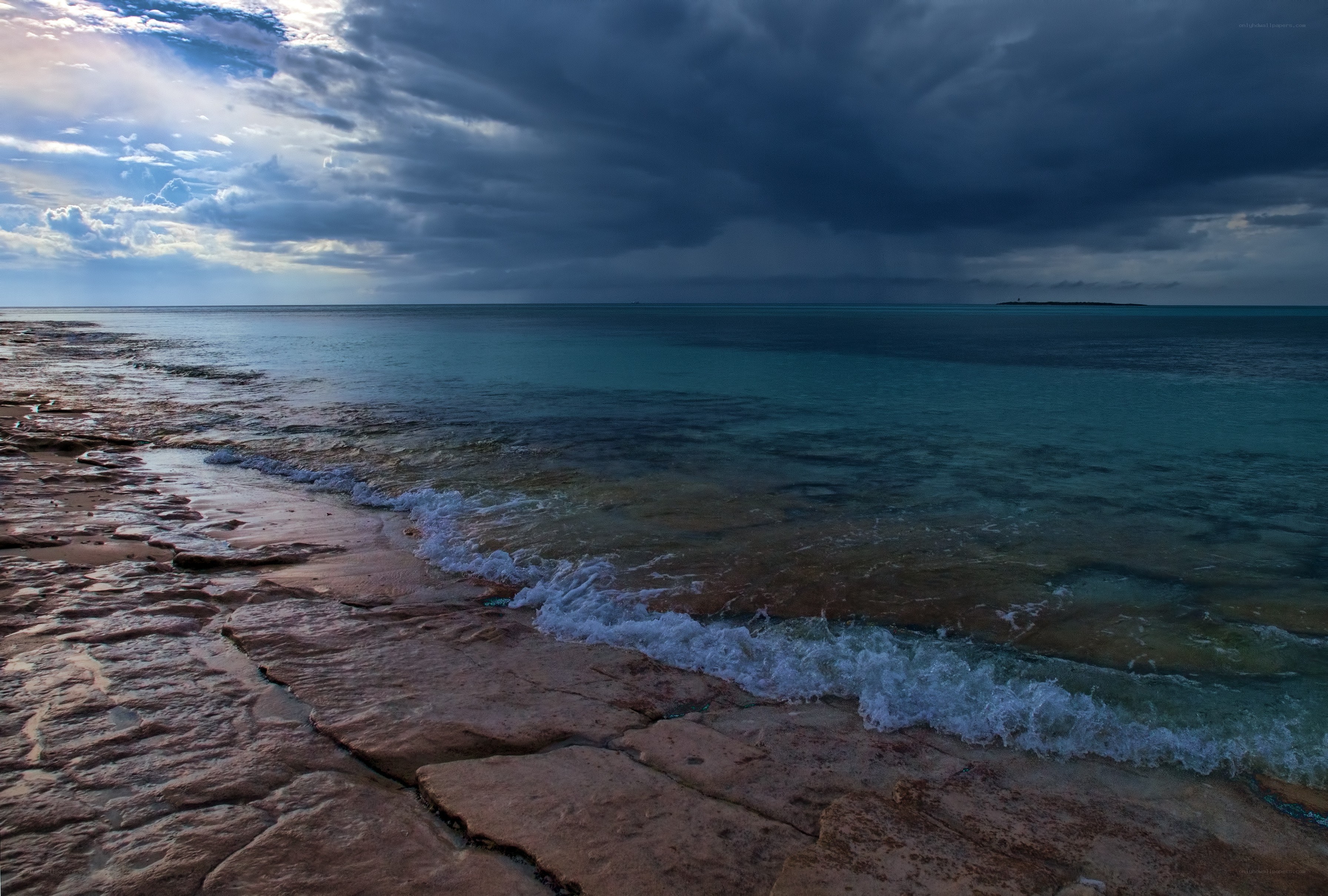 Stormy coast at dusk