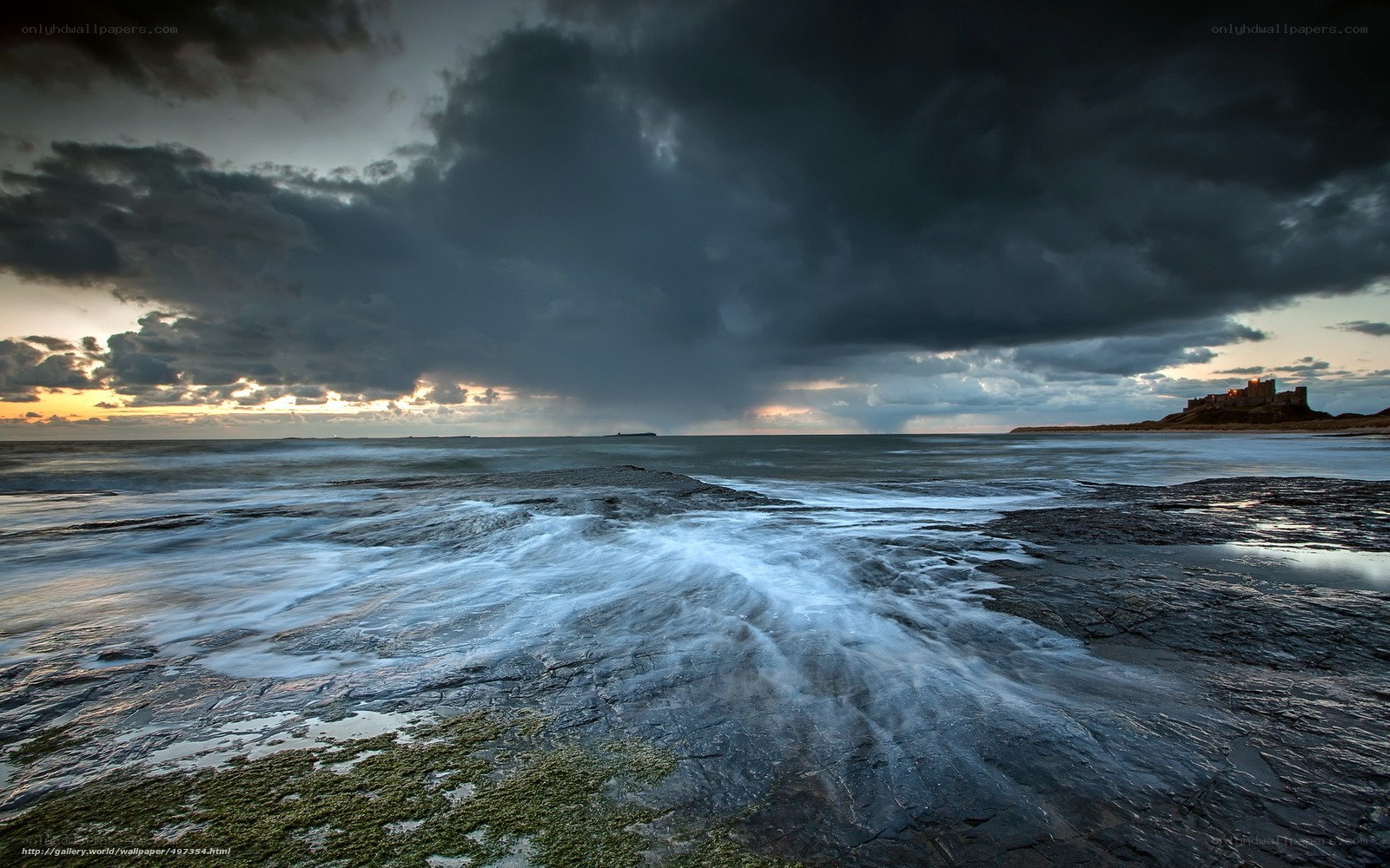 Stormy coast with castle