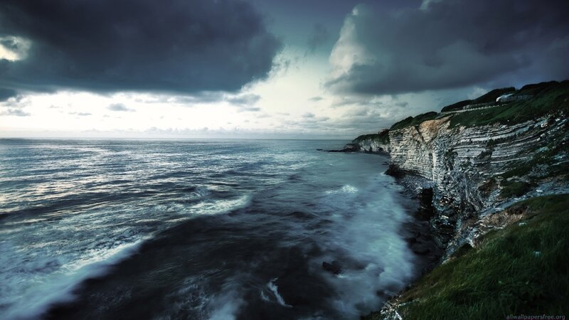 Stormy coast with cliffs
