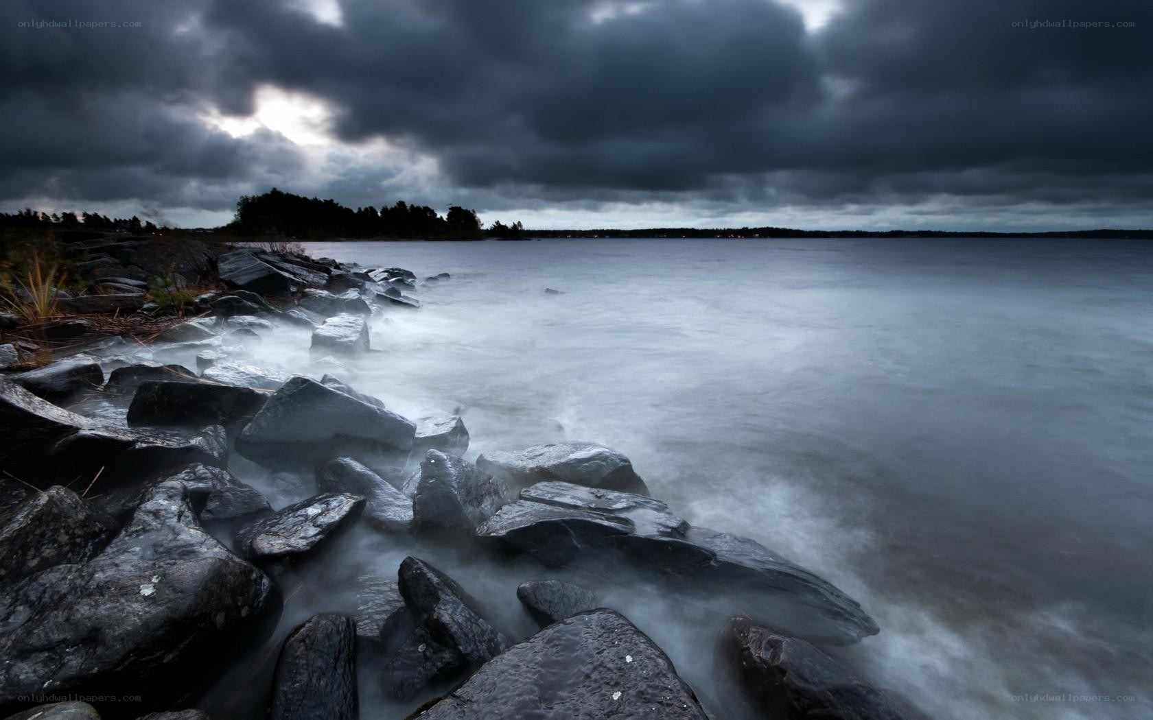 Stormy coast with rocks