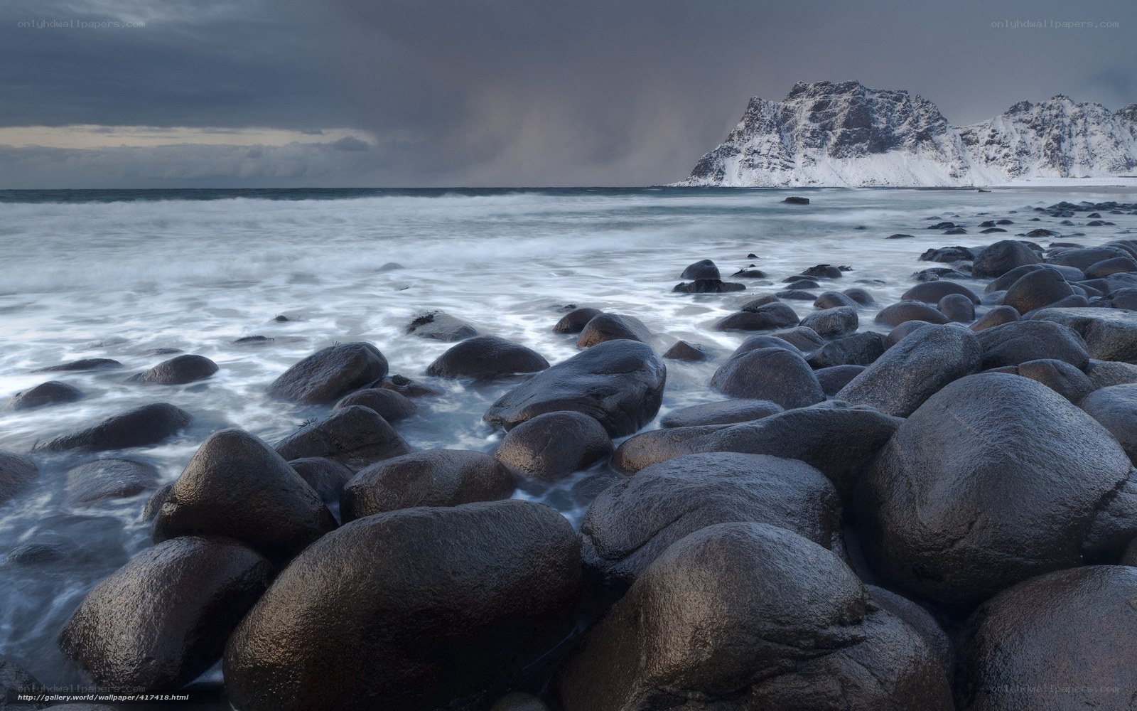 Stormy coast with rocky shore