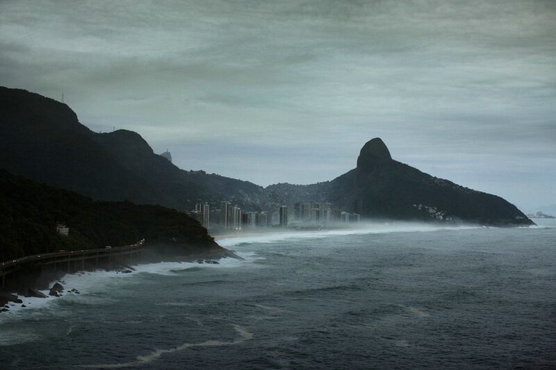 Stormy coast with Sugarloaf Mountain