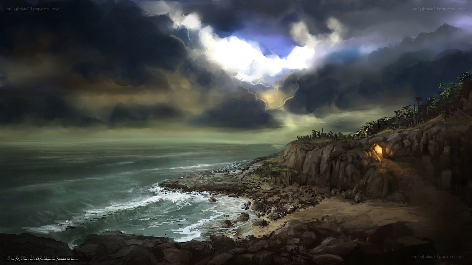 Stormy coastal cliff scene