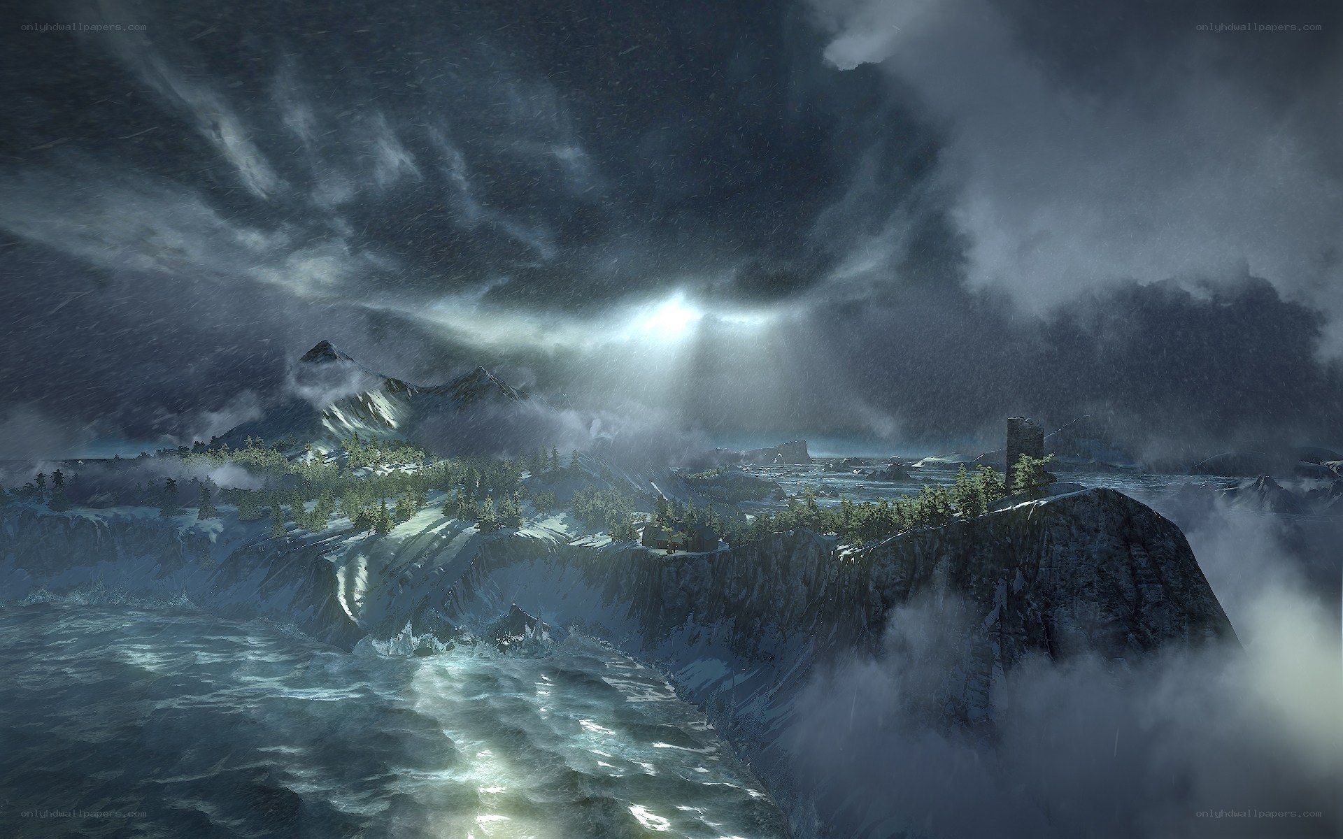 stormy coastal landscape