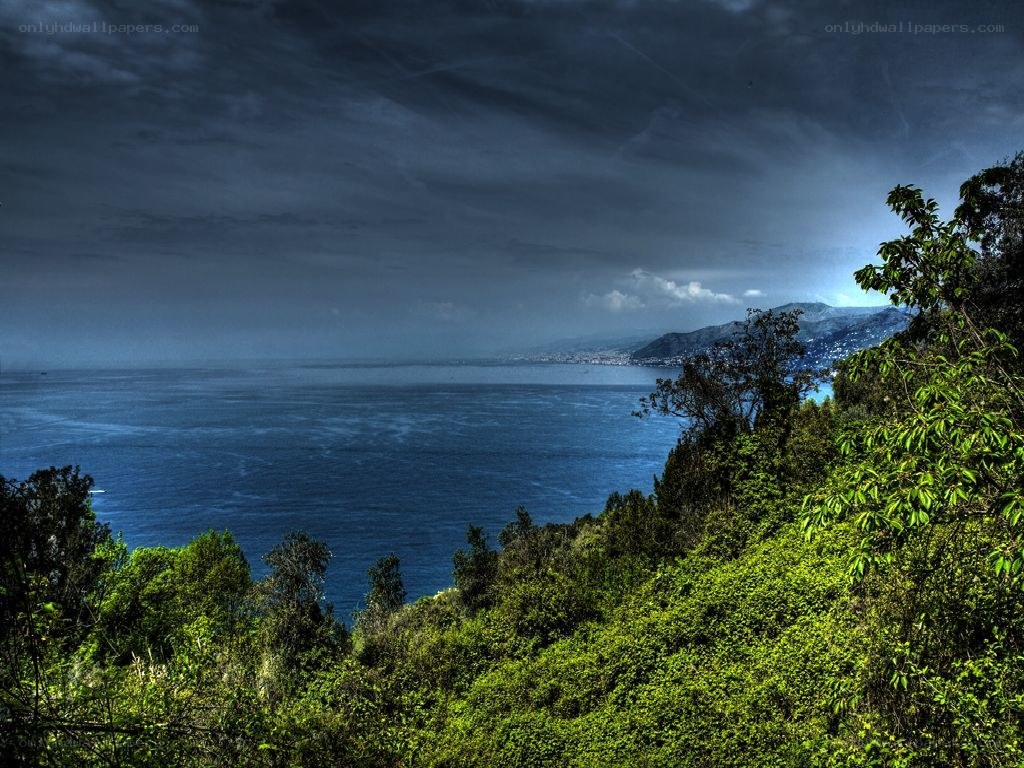 Stormy coastal landscape