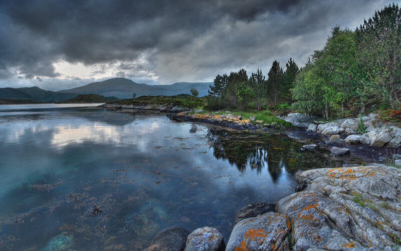 Stormy coastal landscape