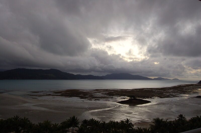 Stormy coastal landscape at low tide
