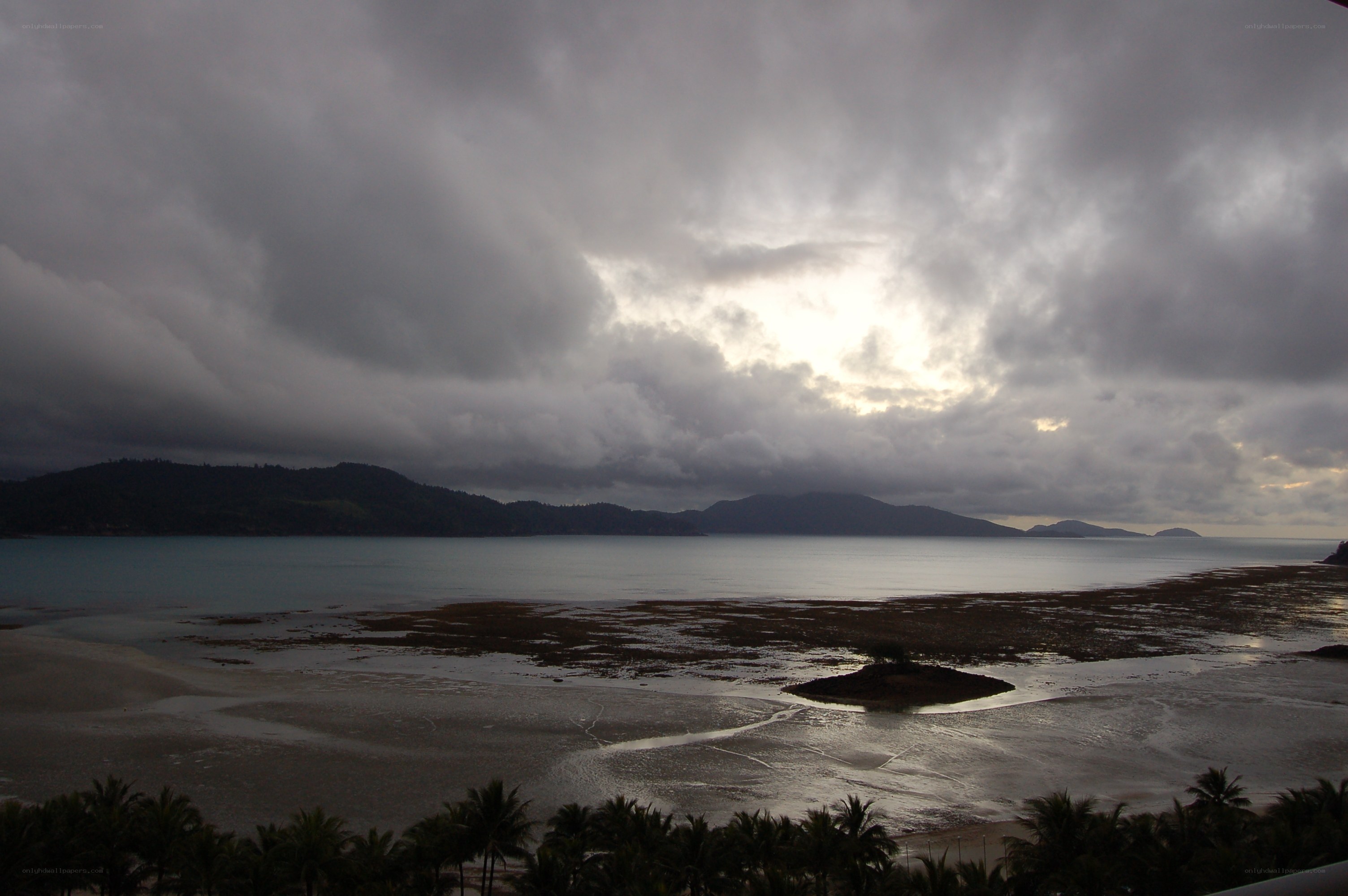 Stormy coastal landscape at low tide