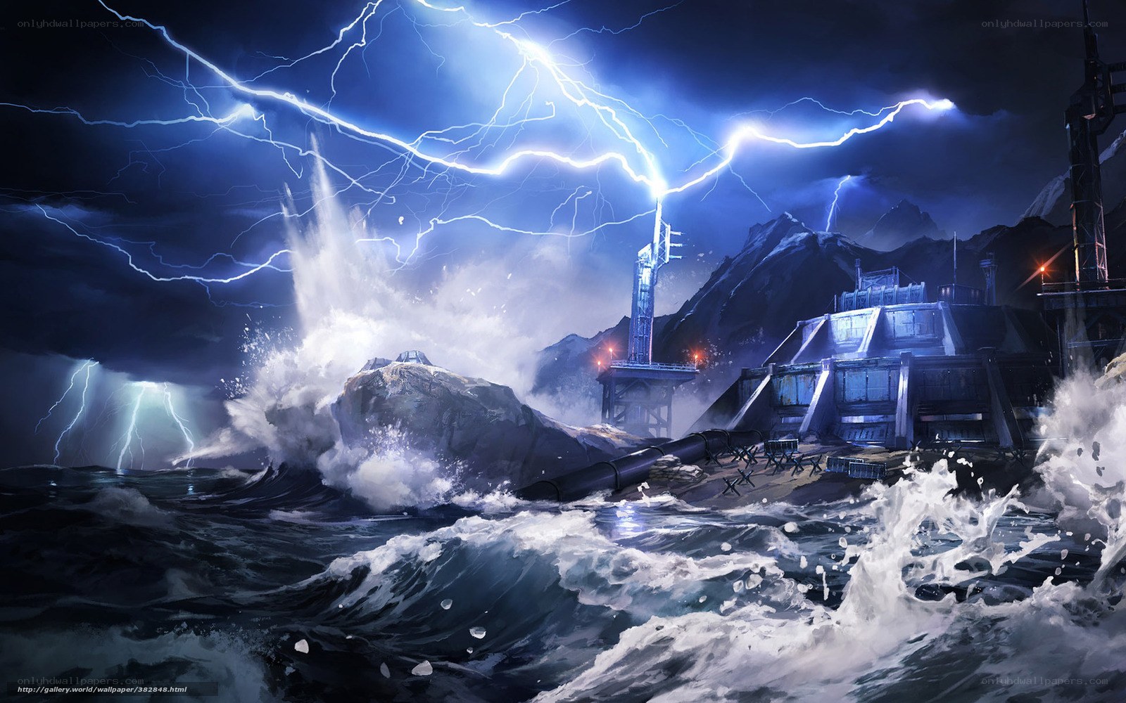 Stormy coastal research station