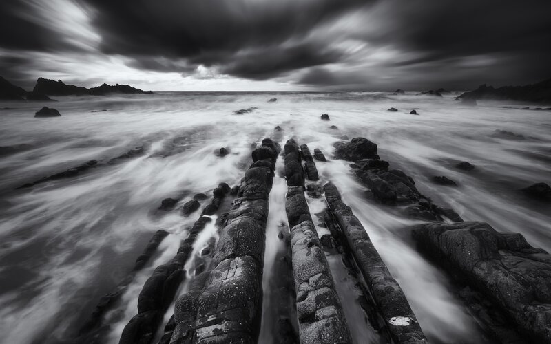 Stormy coastal rock formations