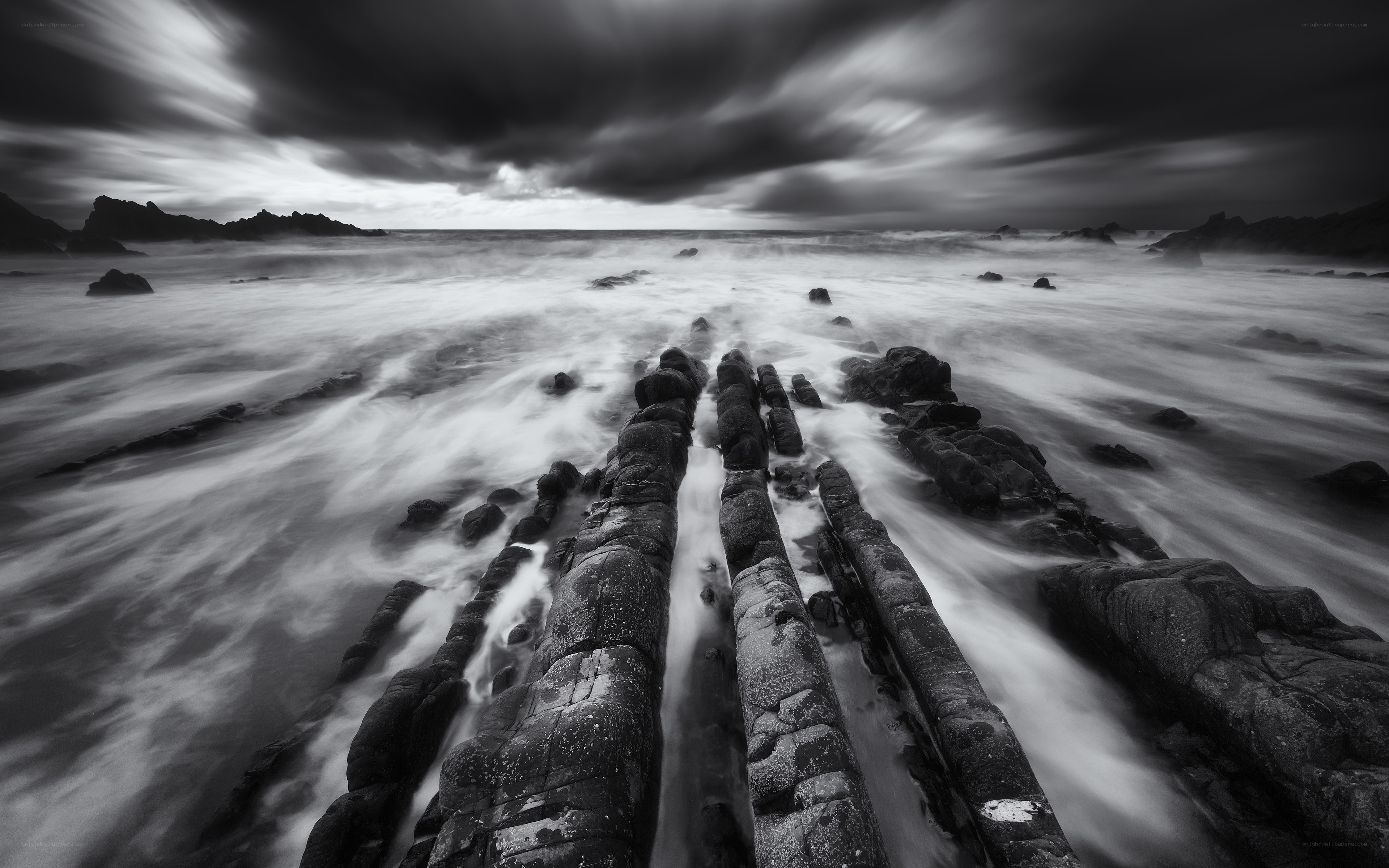 Stormy coastal rock formations