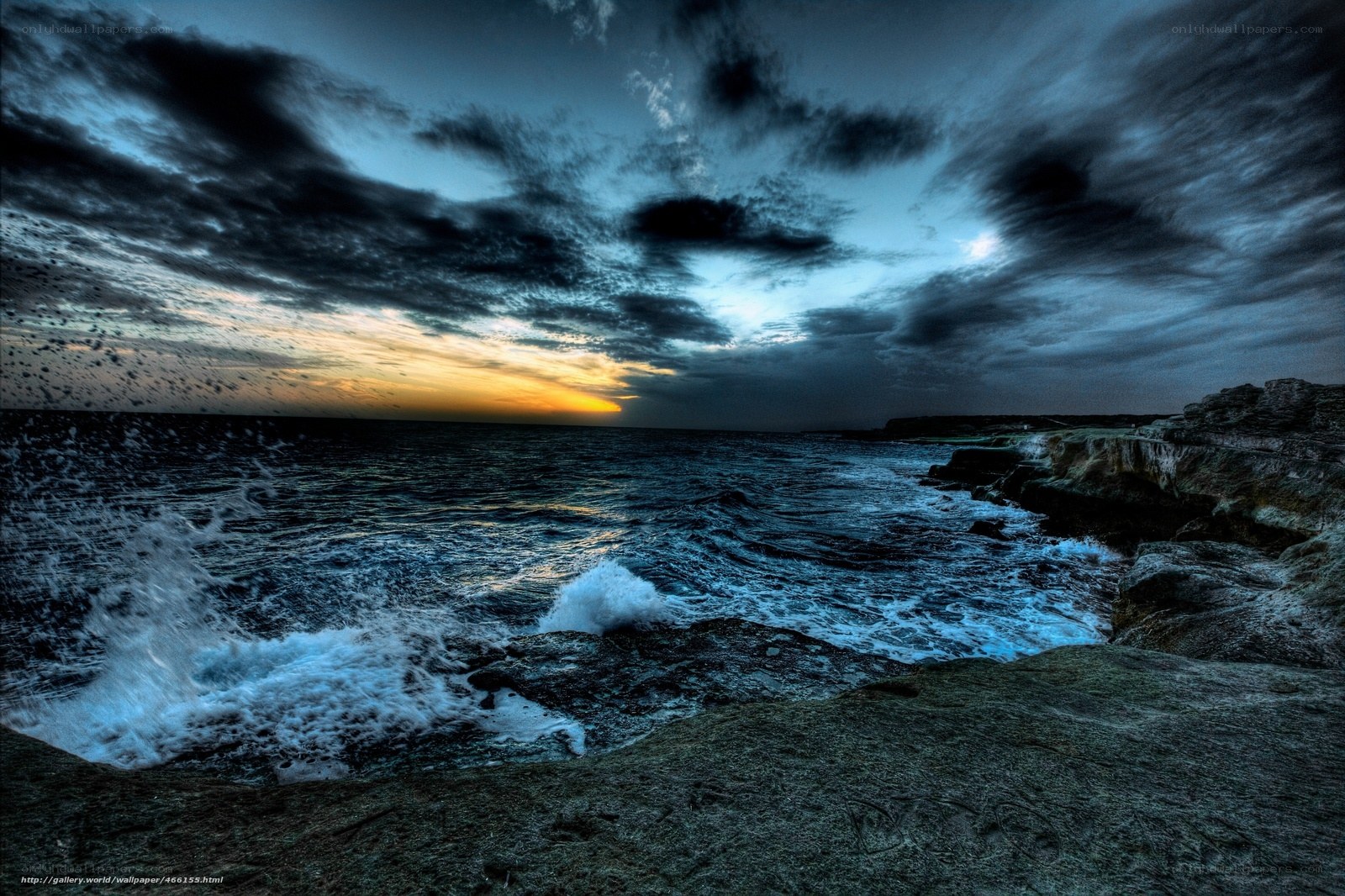 Stormy coastal sunset